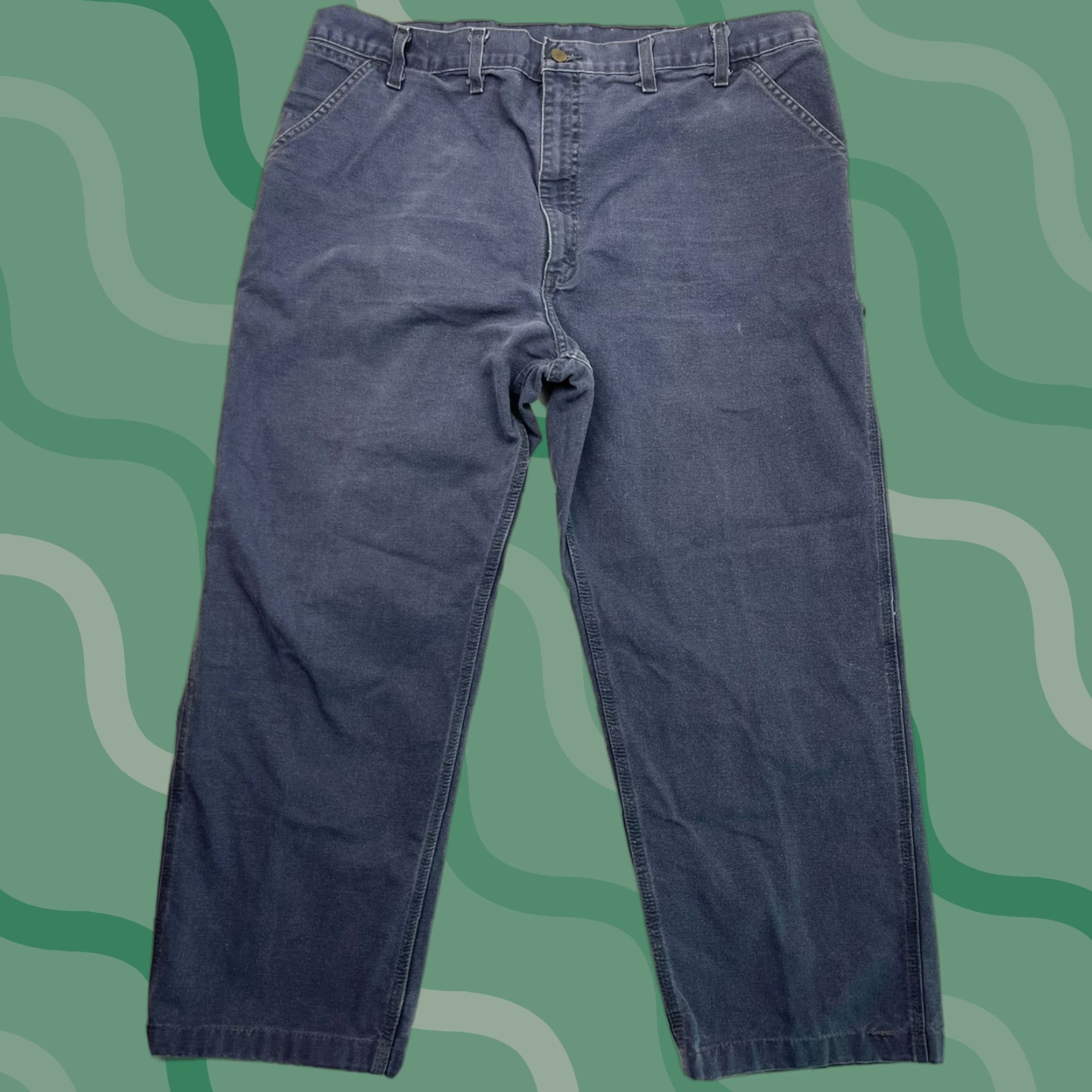 VINTAGE Carhartt B11 Carpenter Duck Canvas Pants 40x32 Blue Workwear Mens
