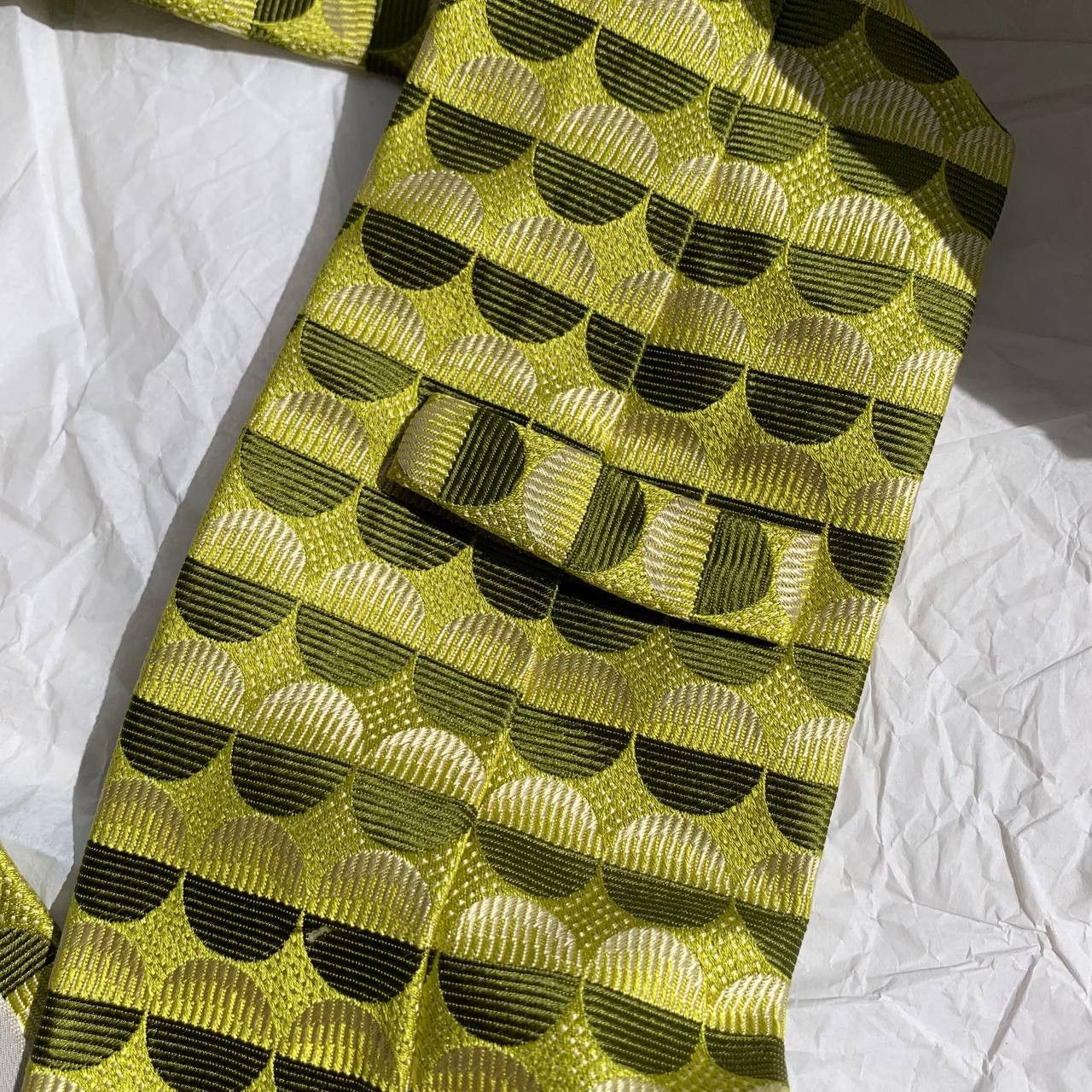 Baldessarini × Hugo Boss × Vintage Baldessarini Hugo Boss vintage yellow-green silken tie Size ONE SIZE - 8 Thumbnail