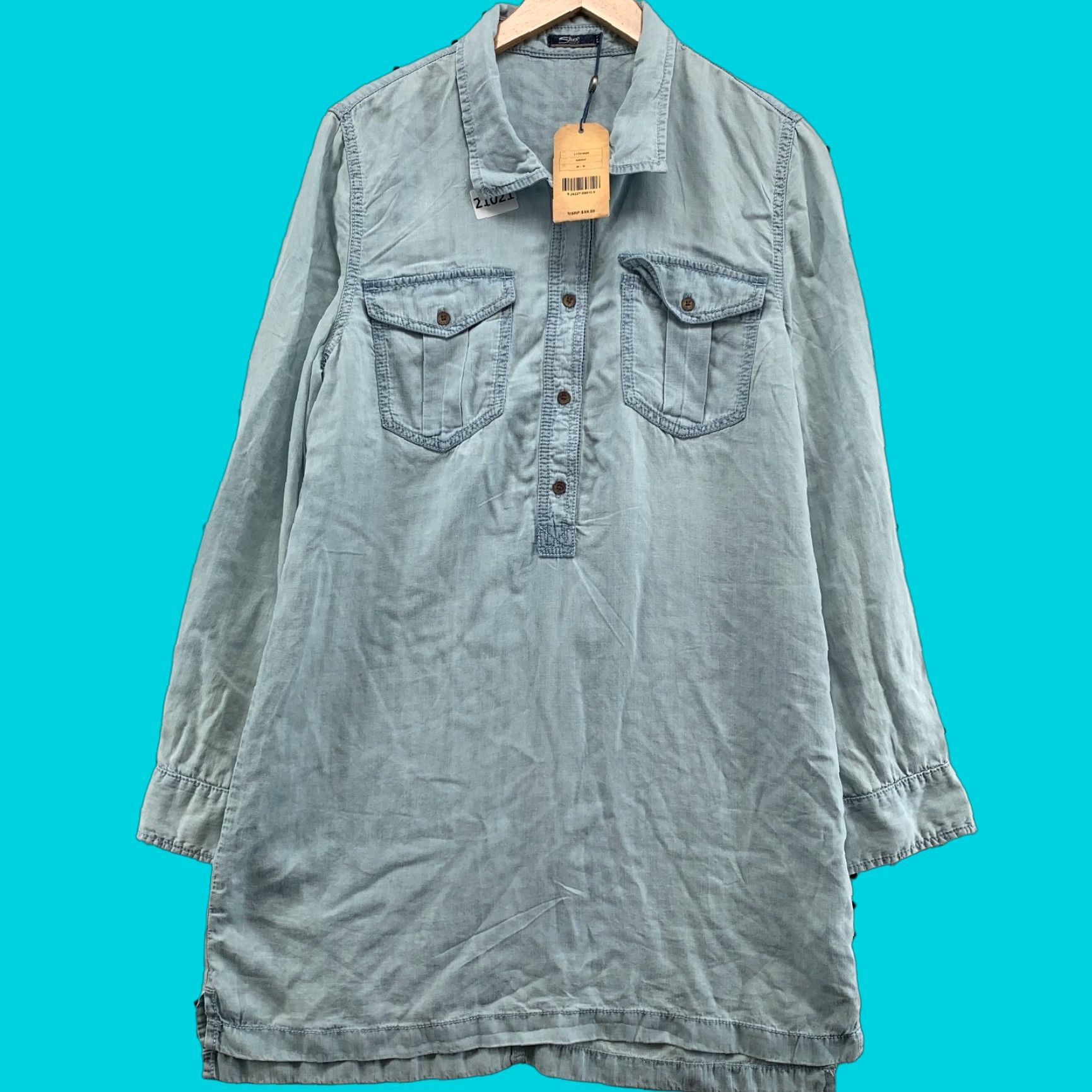 Silver Jeans Co. Silver Jeans CO Chambray Tunic Shirt Adult M Blue Henley Long Sleeve Womens Size M / US 6-8 / IT 42-44 - 1 Thumbnail