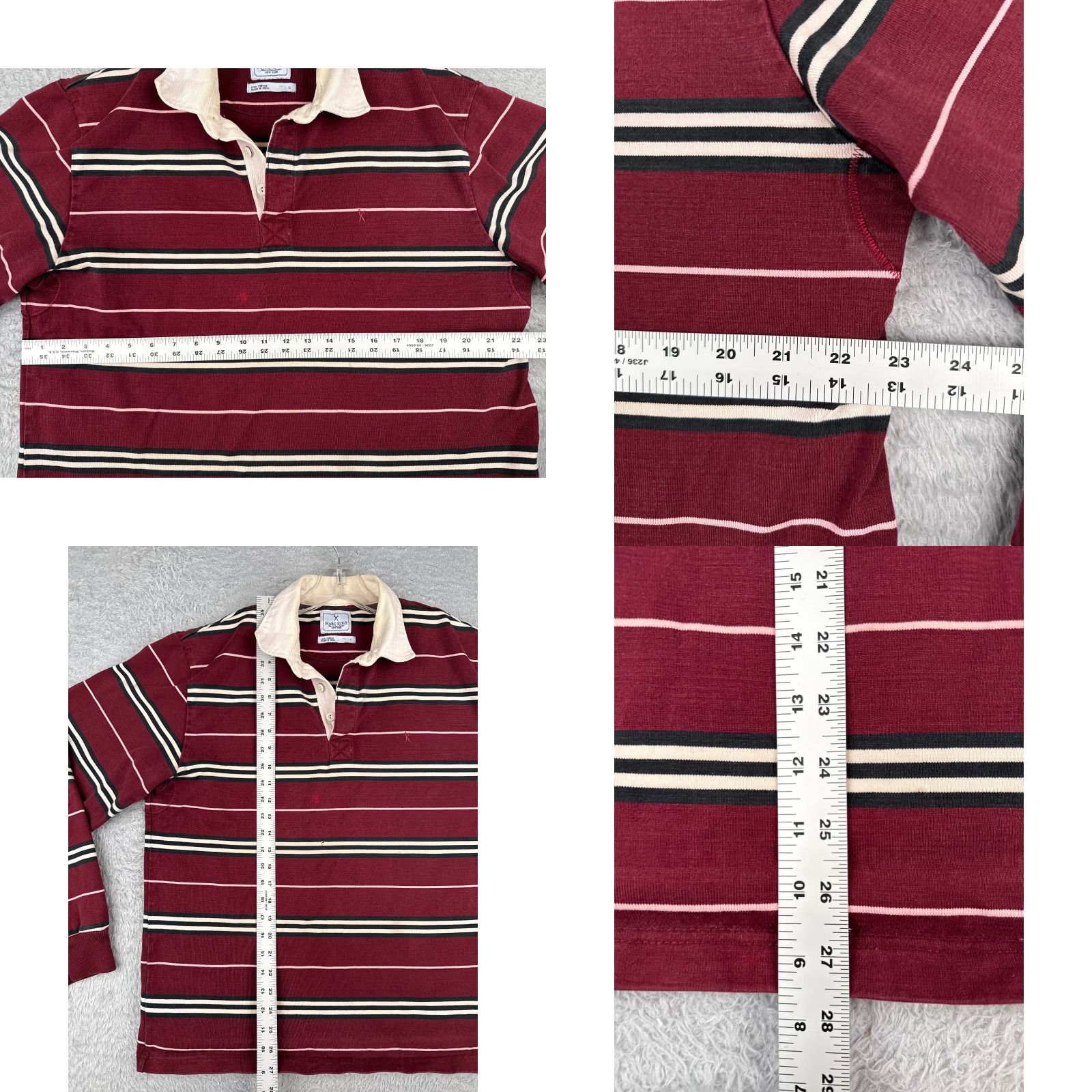 Vintage Marc Ecko Polo Shirt Men Large Red Striped Cotton Long Sleeve Rugby Mens Size US L / EU 52-54 / 3 - 8 Thumbnail
