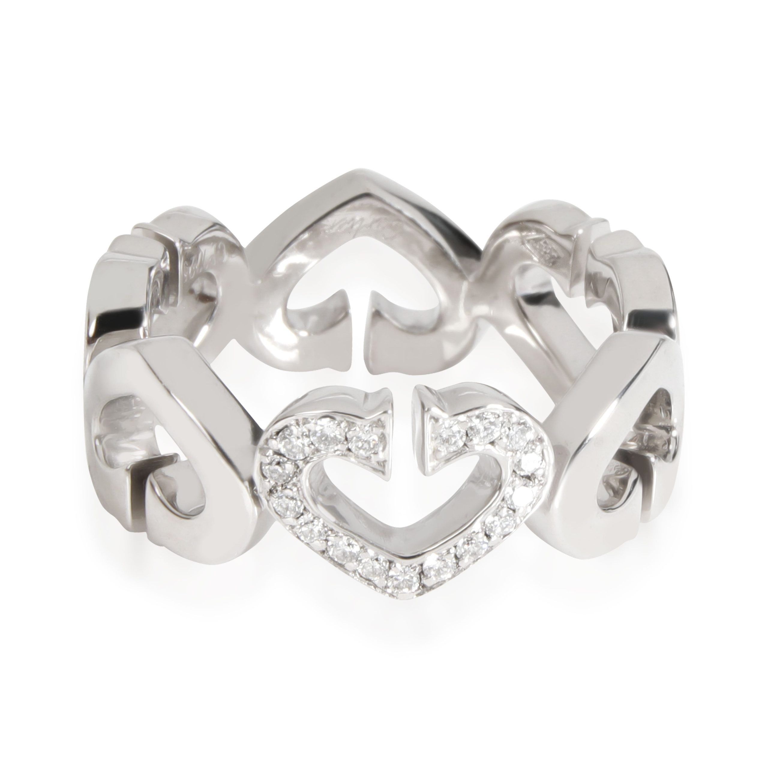 image of Cartier Hearts And Symbols Diamond Band In 18K White Gold 0.17 Ctw, Women's