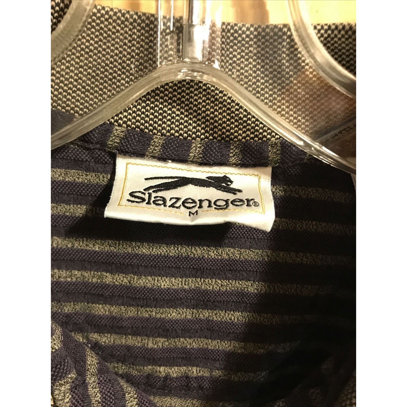 Other Slazenger Vintage Men’s M Gray Striped SS Cotton Polo Shirt Size US M / EU 48-50 / 2 - 3 Thumbnail