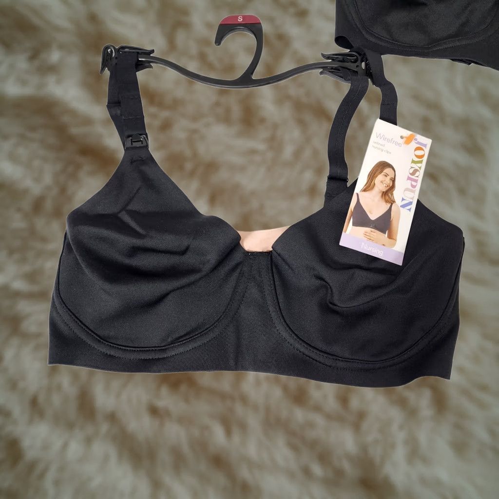 Vintage Joyspun Bonded Nursing Bra Wirefree Black Soot Small 2-Pack Womens JS90047 New Size ONE SIZE - 1 Thumbnail