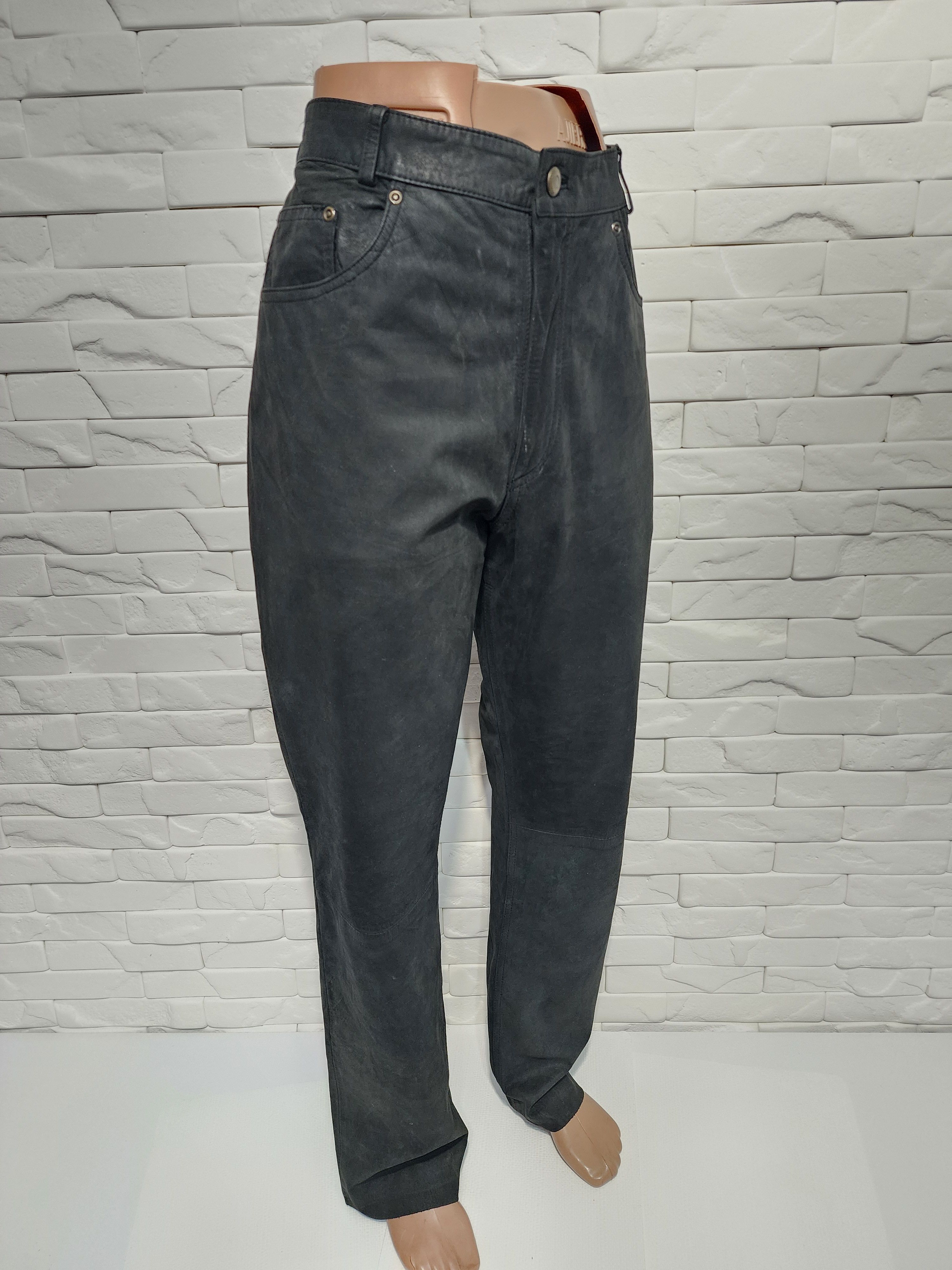 Genuine Leather Men's brown leather pants made of nubuck leather. Size US 34 / EU 50 - 3 Thumbnail