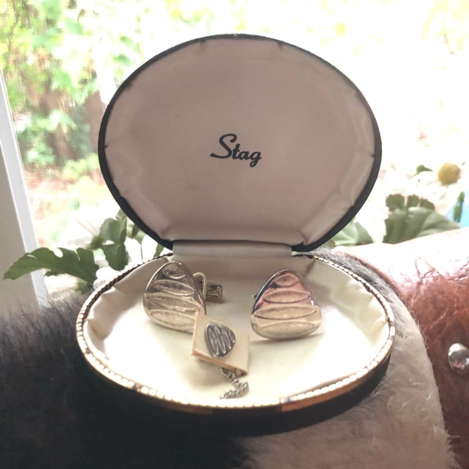 Vintage Vintage men’s Stag silver plated cuff link tie pin boxed set Size ONE SIZE - 1 Thumbnail