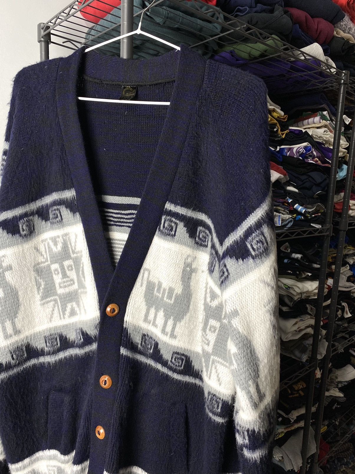 Japanese Brand Vintage 1990’s Inca Artesanias Cardigan Sweater Aztec Wool Size US L / EU 52-54 / 3 - 8 Thumbnail