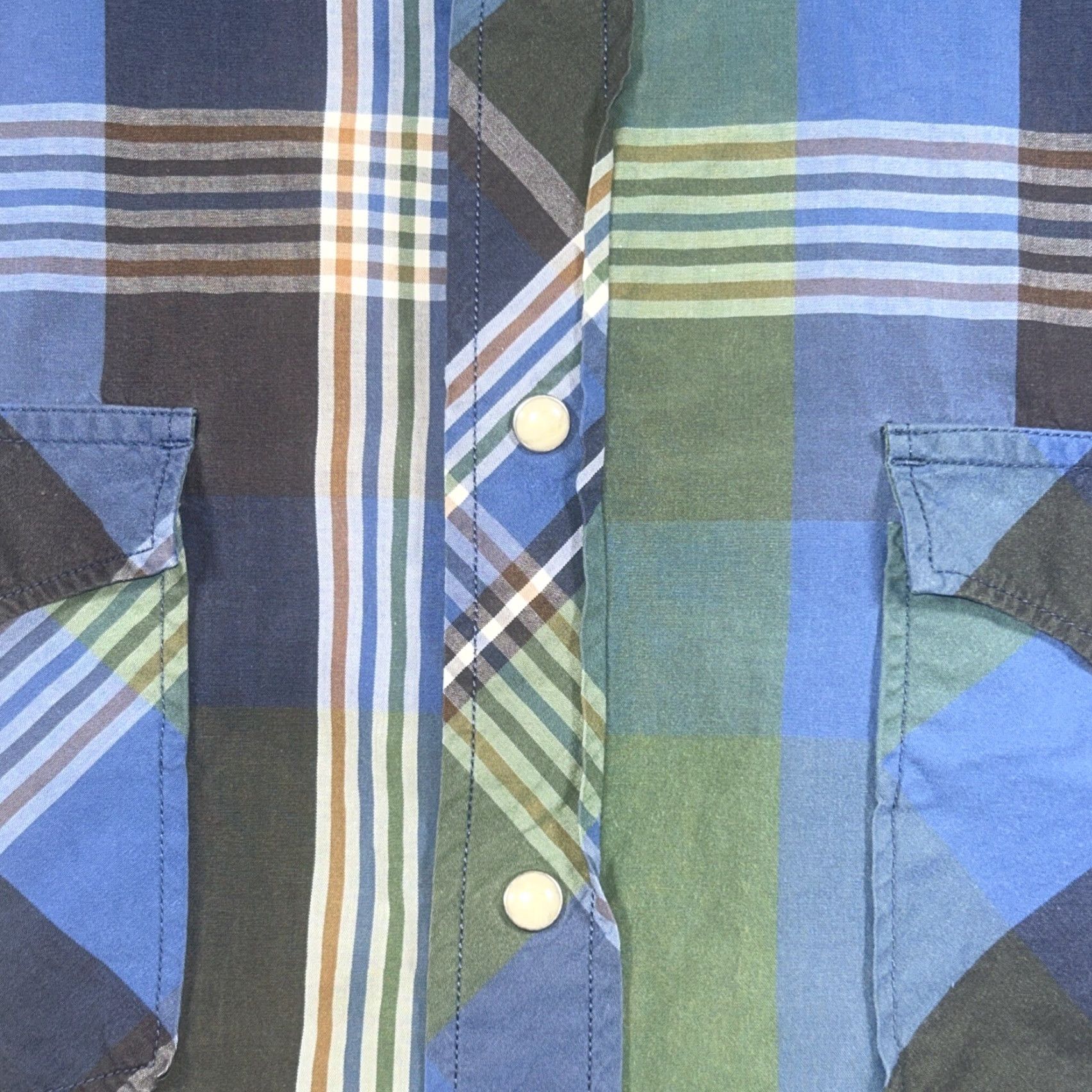 Lucky Brand Lucky Brand Shirt Mens L Blue Plaid Short Sleeve Button-Up Cowboy Western Casual Size US L / EU 52-54 / 3 - 3 Thumbnail