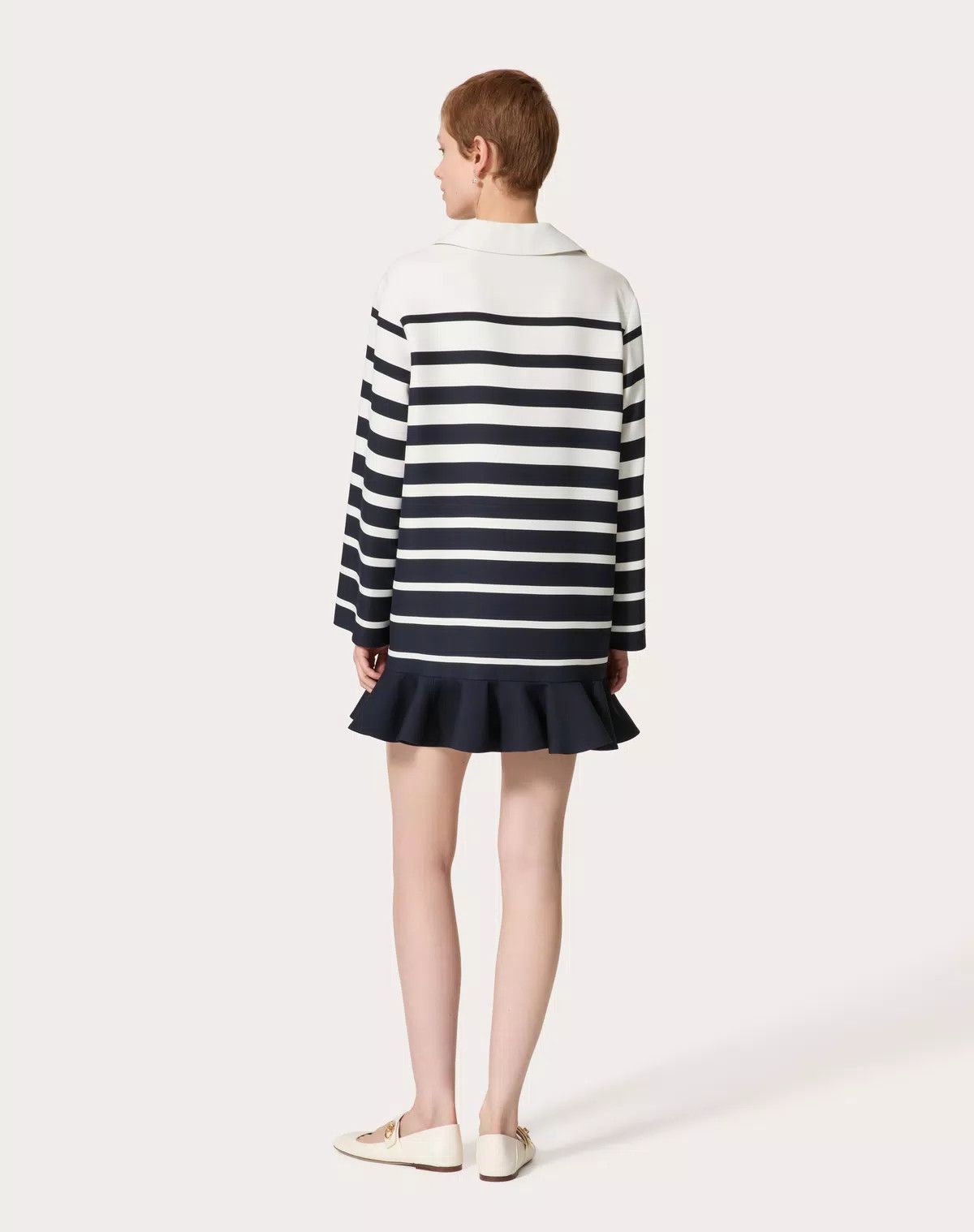 Valentino o1s1wg110426 Short Dress in Ivory/Navy Size S / US 4 / IT 40 - 6 Thumbnail