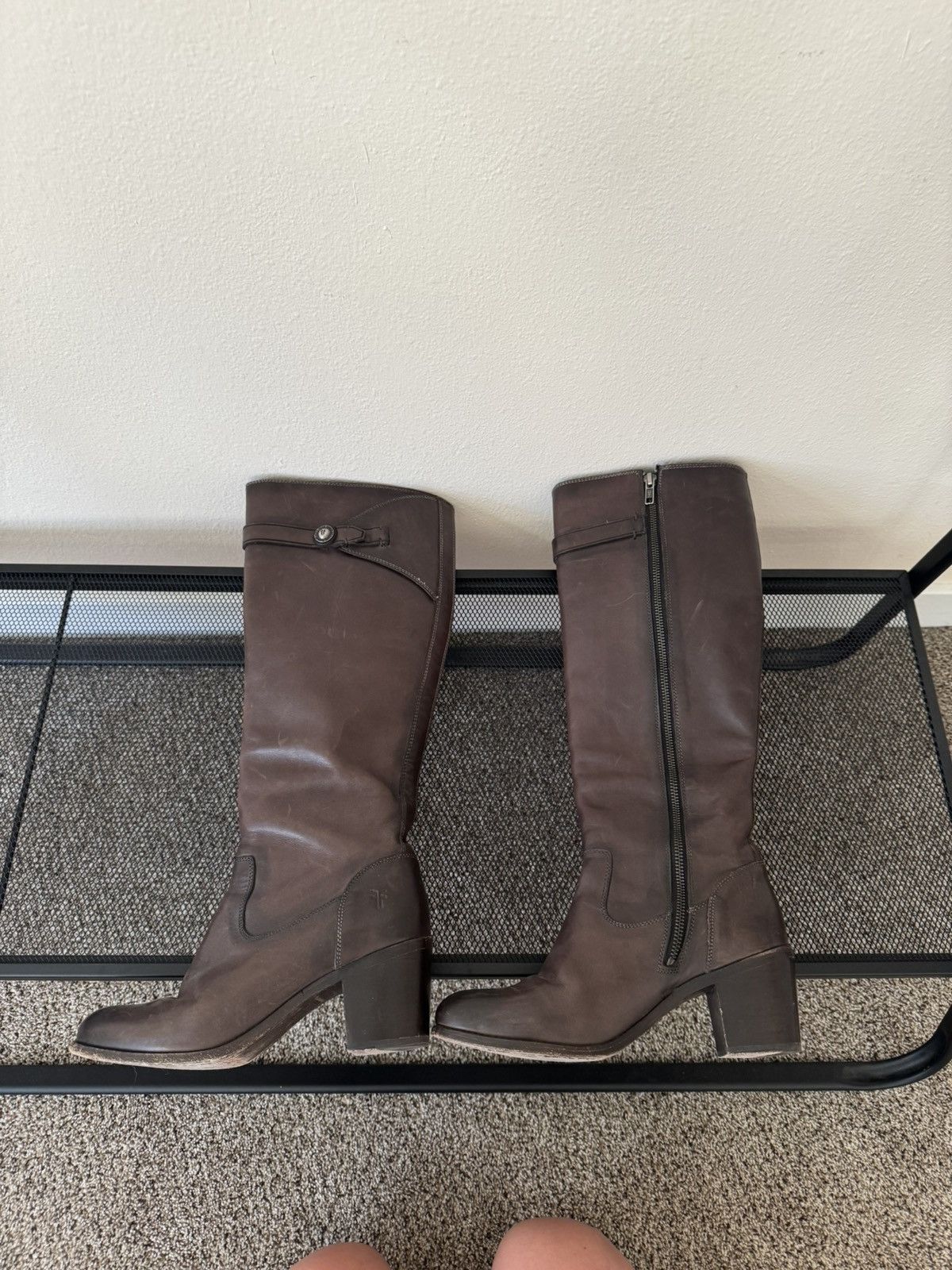 Frye Frye Boots Malorie Button Tall -Dark Grey/brown leather Size US 8.5 / IT 38.5 - 5 Thumbnail