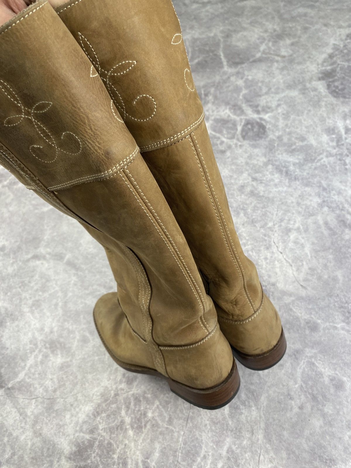 Sancho Boots Sancho Boots leather western knee-high boots beige size: 37 Size US 7 / IT 37 - 11 Thumbnail