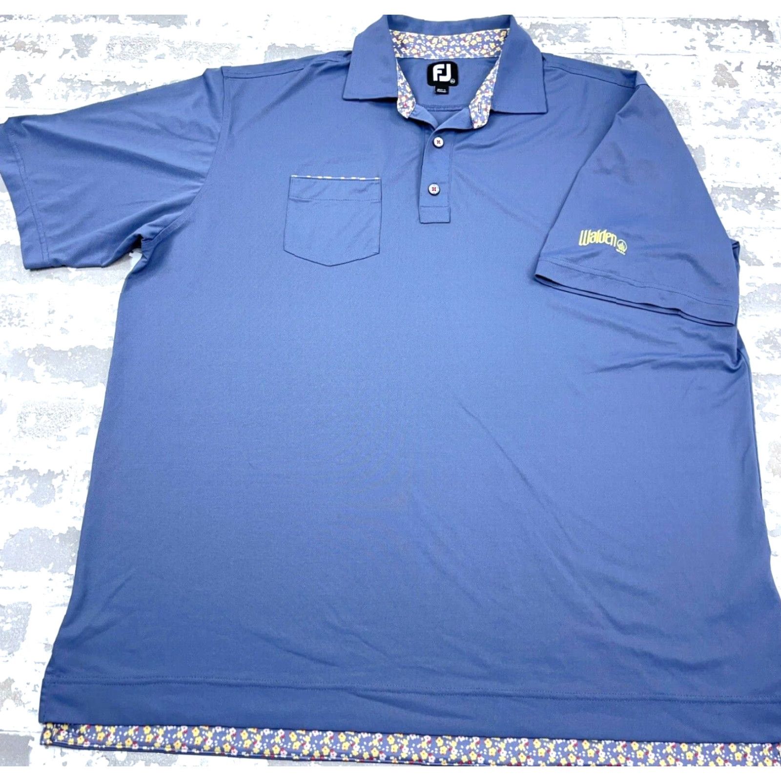 Footjoy FootJoy Polo Shirt Men XL Blue Yellow Performance Golf Club Pocket Walden Adult Size US XL / EU 56 / 4 - 2 Thumbnail