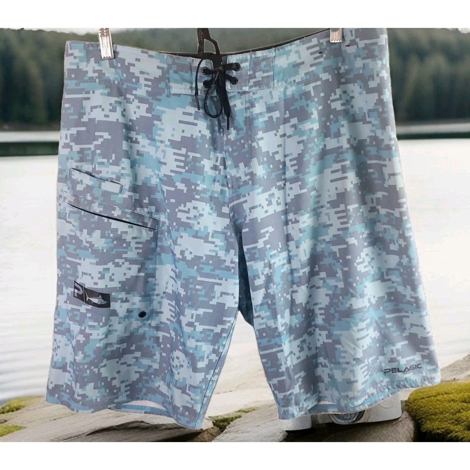 Vintage PELAGIC Shorts Mens 36 Blue Tek Board Men Digital Camo Ripstop Stretch Size US 36 / EU 52 - 2 Thumbnail