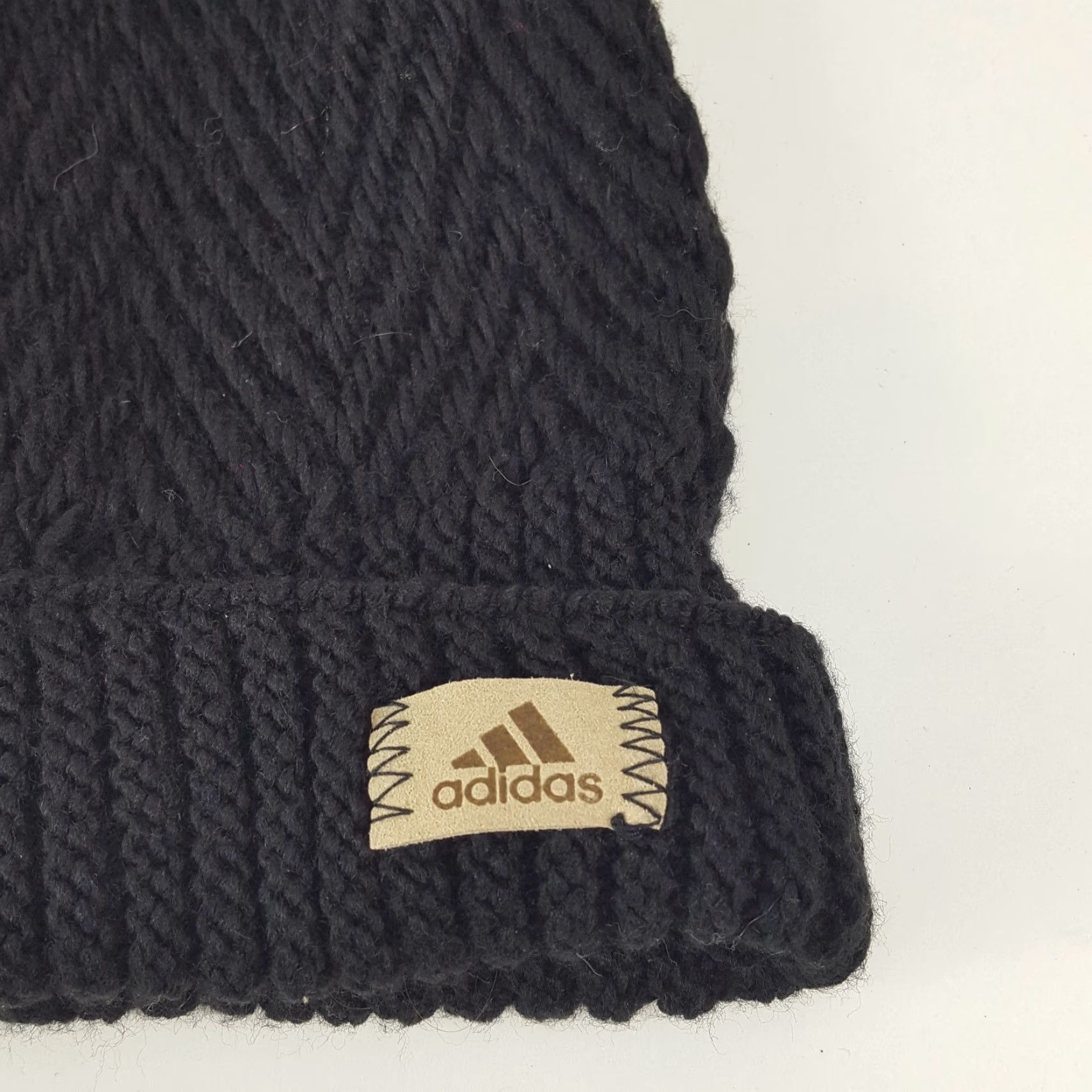 Adidas VINTAGE Adidas Beanie Knit One Size Black 3 Stripe Logo Winter Hat 90s Retro Mens Size ONE SIZE - 2 Thumbnail