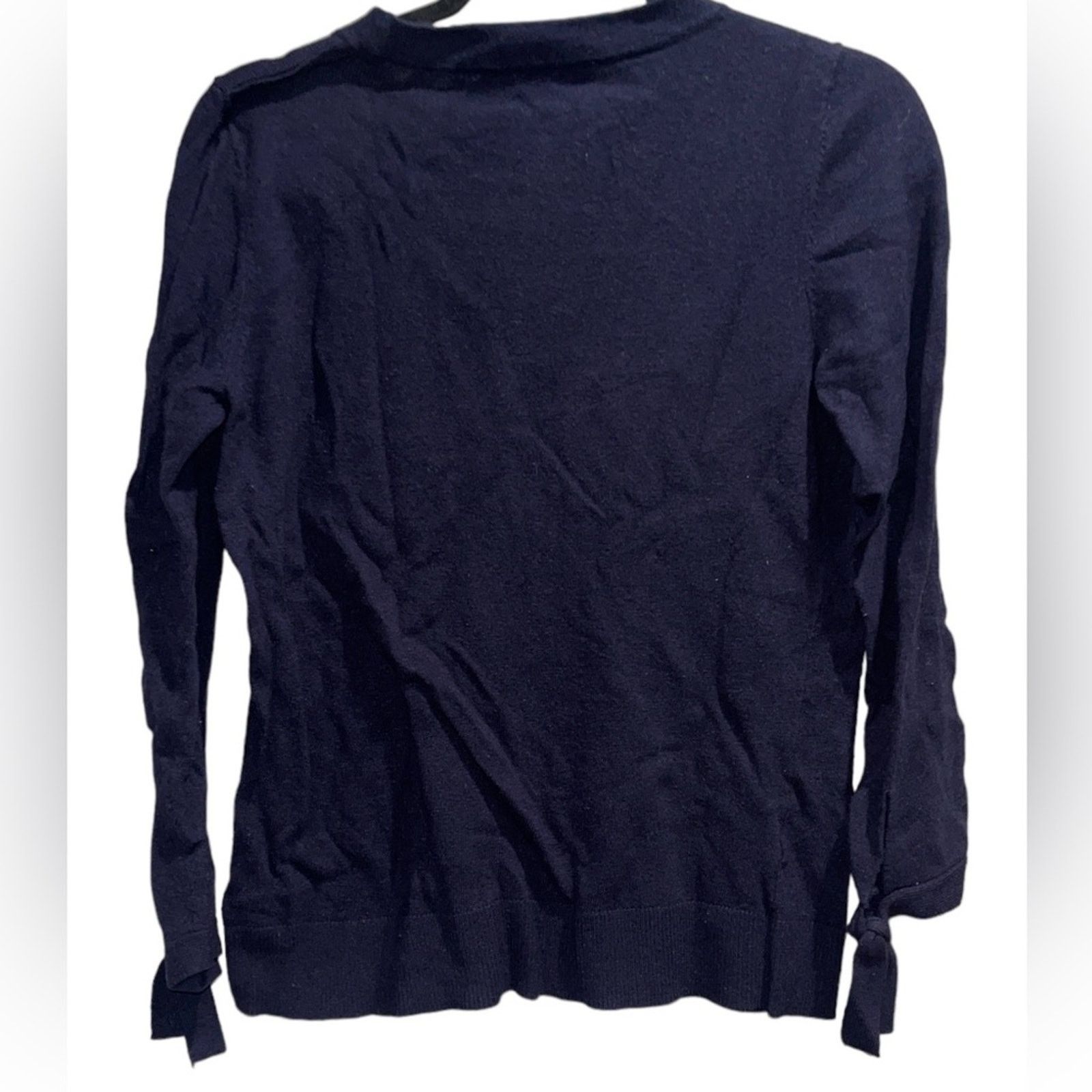 Loft LOFT Navy Wool Blend Crewneck Sweater Lightweight Knit Sz M Size M / US 6-8 / IT 42-44 - 3 Thumbnail