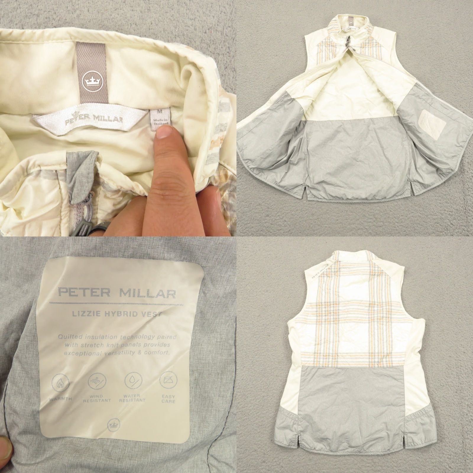 Peter Millar VINTAGE Peter Millar Vest Womens Medium Cream Grey Baltusrol Lizzie Hybrid Quilted Golf Size M / US 6-8 / IT 42-44 - 8 Thumbnail