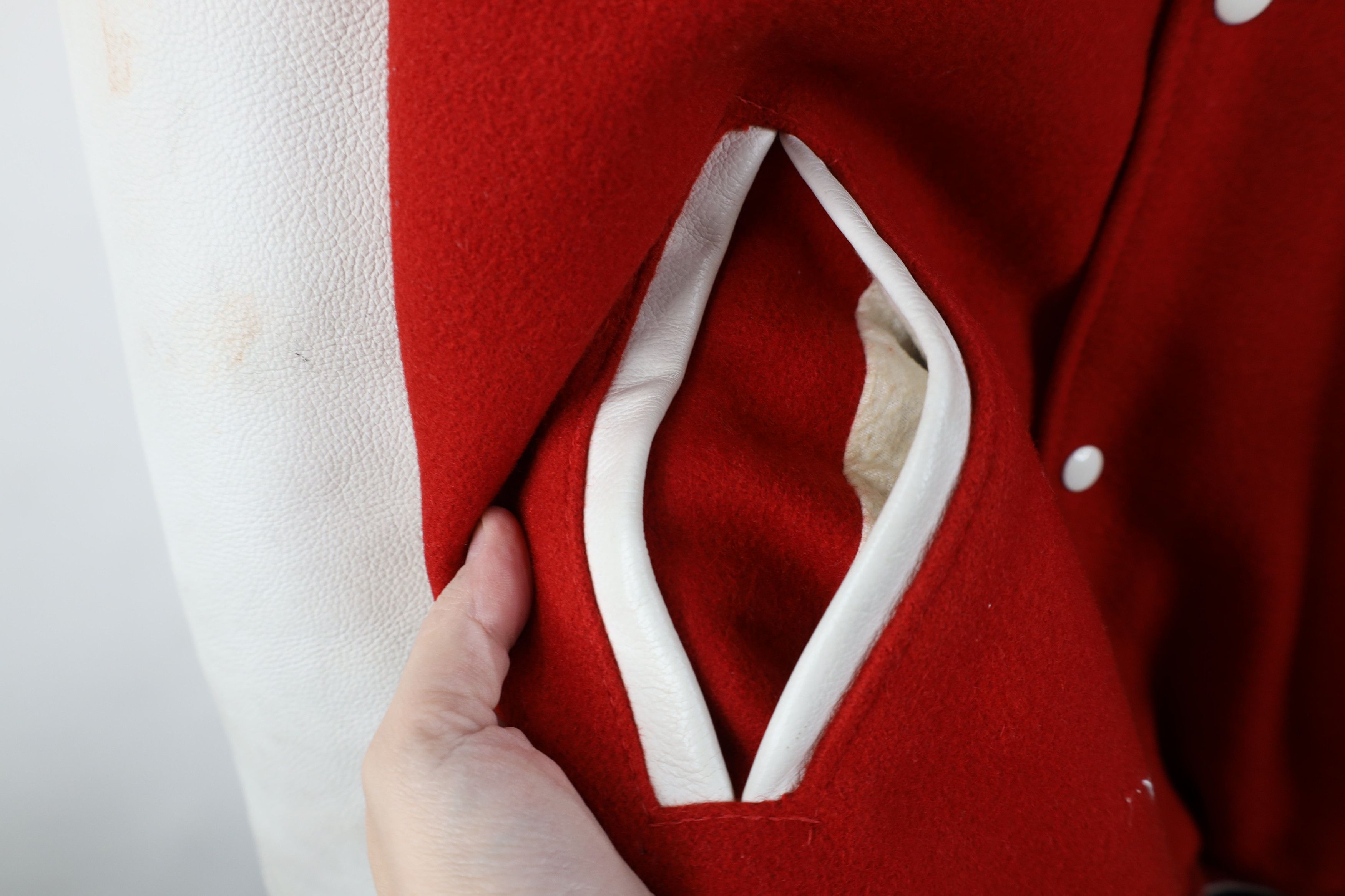 Vintage Vintage 90s Streetwear Long Varsity Letterman Jacket Red USA Size US XL / EU 56 / 4 - 7 Thumbnail