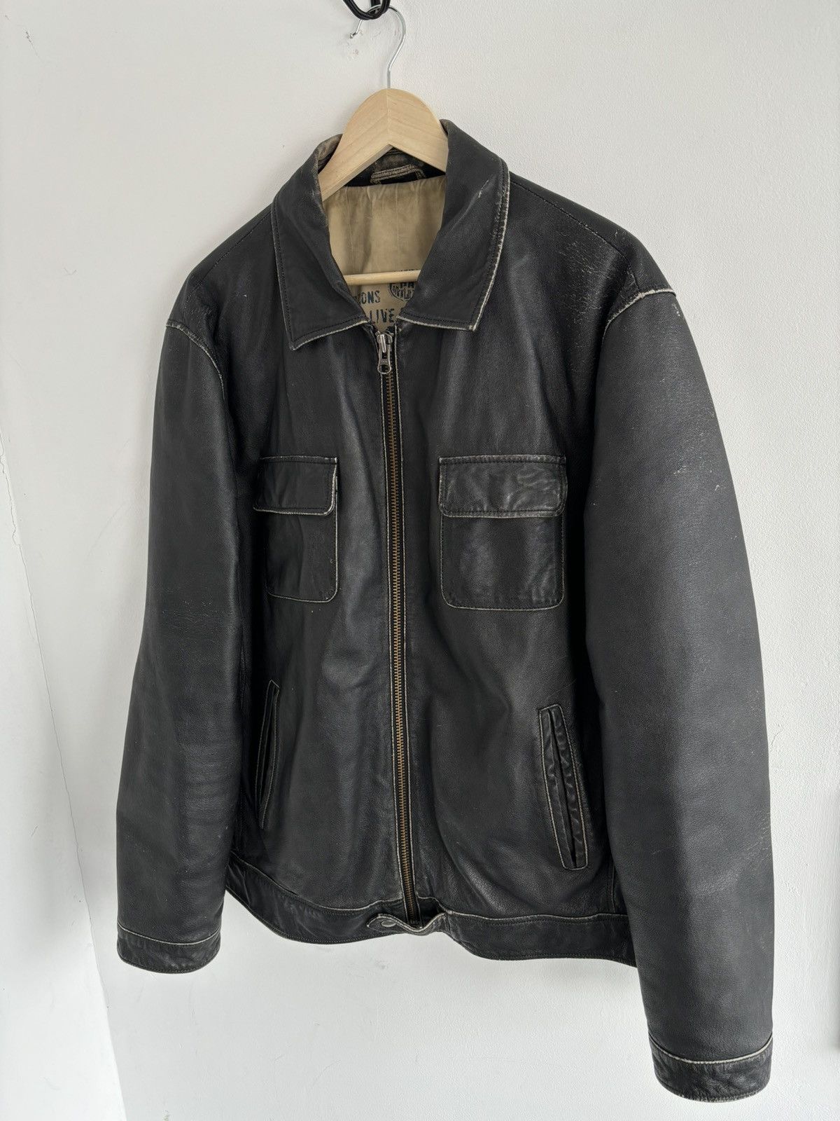Genuine Leather Vintage Real Leather Faded Chest Pocket Jacket Size US L / EU 52-54 / 3 - 1 Thumbnail