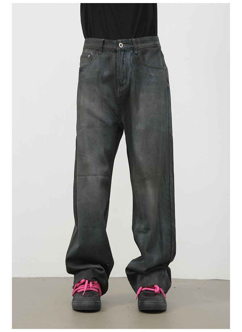 Japanese Brand × Jean Vintage coated wide-leg high street distressed loose jeans Size US 32 / EU 48 - 3 Thumbnail