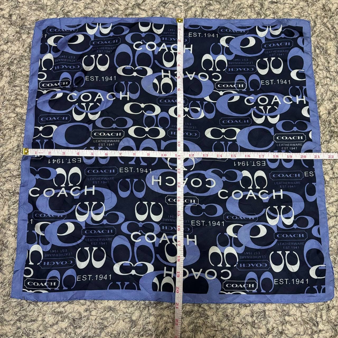 Coach Coach Signature C Silk Scarf Navy Blue Monogram Size ONE SIZE - 6 Thumbnail