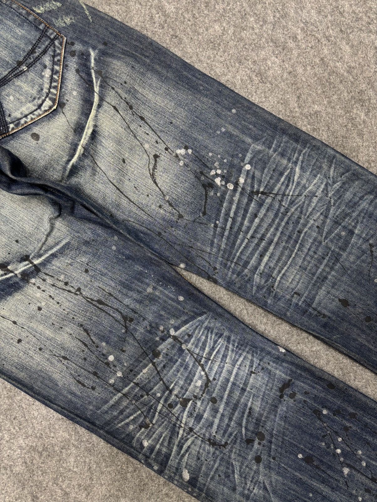 Japanese Brand Sick punk ministry PatchWork Japan Paint Splatter Denim F672 Size US 31 - 20 Thumbnail