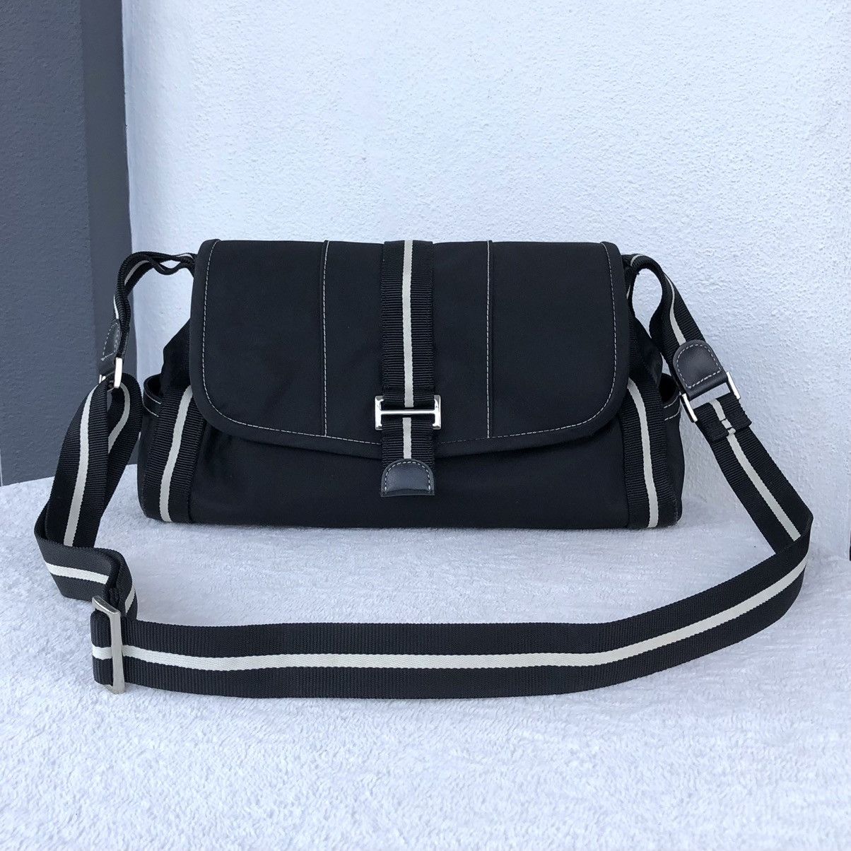 Authentic Agnes B Nylon Shoulder Bag in Black, Women's