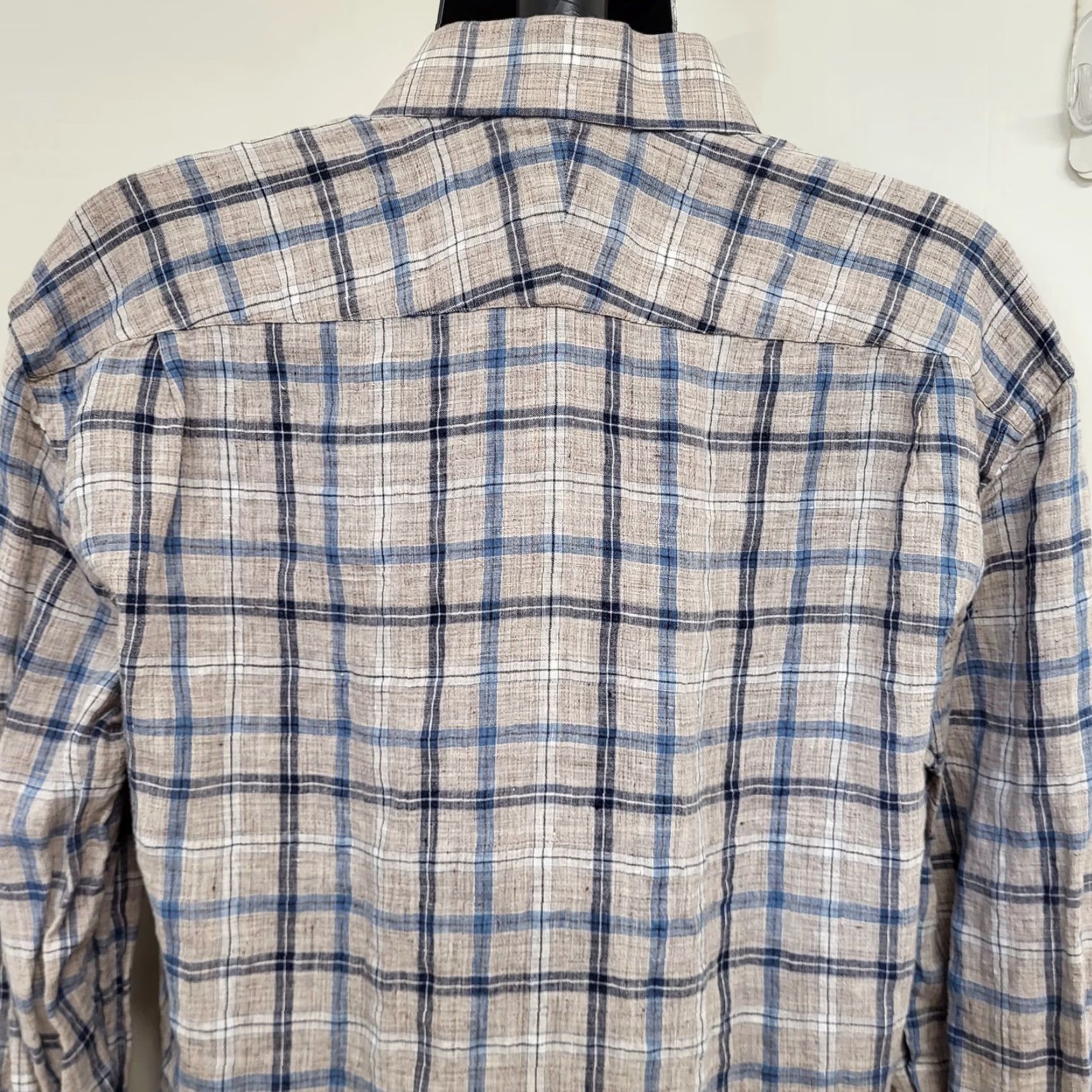Vintage J. Hilburn Shirt Men's Size L Blue/Tan 100% Linen Button Up Long Sleeve Casual Size US L / EU 52-54 / 3 - 6 Thumbnail
