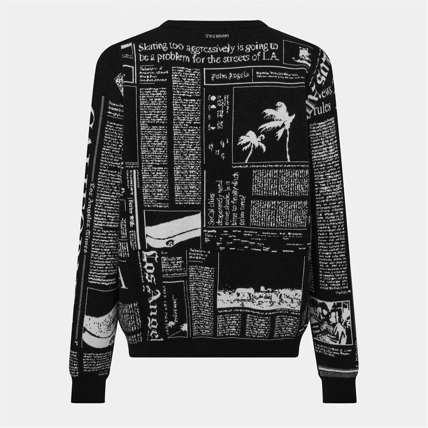 Palm Angels o1g2r1mq0426 Times News Sweater in Black Size US XL / EU 56 / 4 - 2 Thumbnail