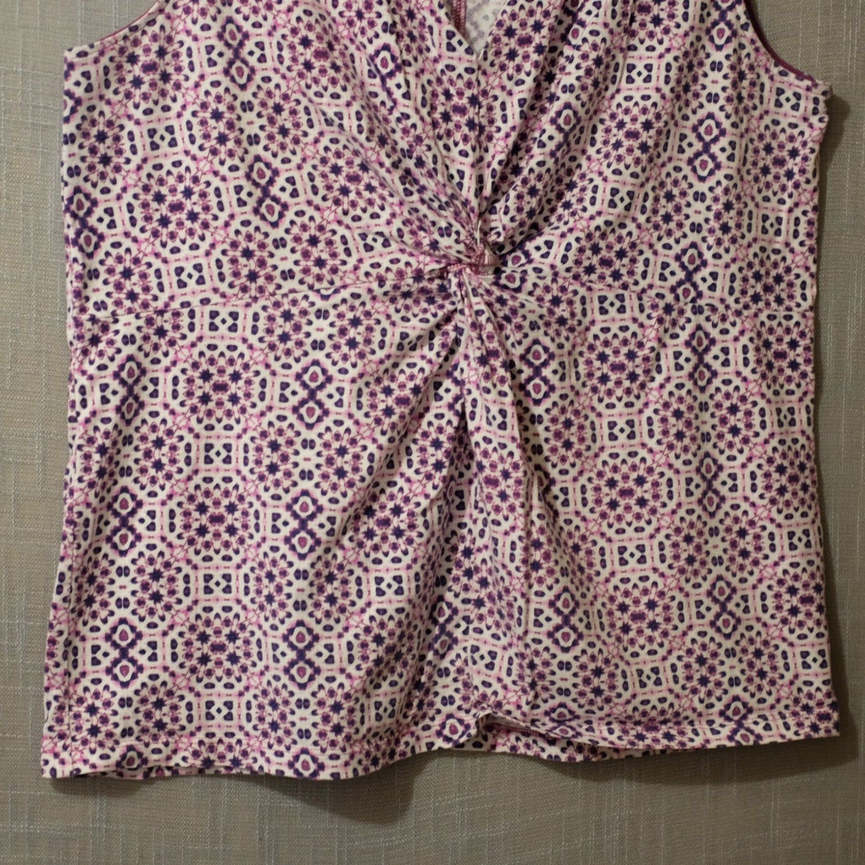 Vintage St. John's Bay Twist Knot Front Tank Top Sleeveless Purple/White Womens XL Size XL / US 12-14 / IT 48-50 - 3 Thumbnail