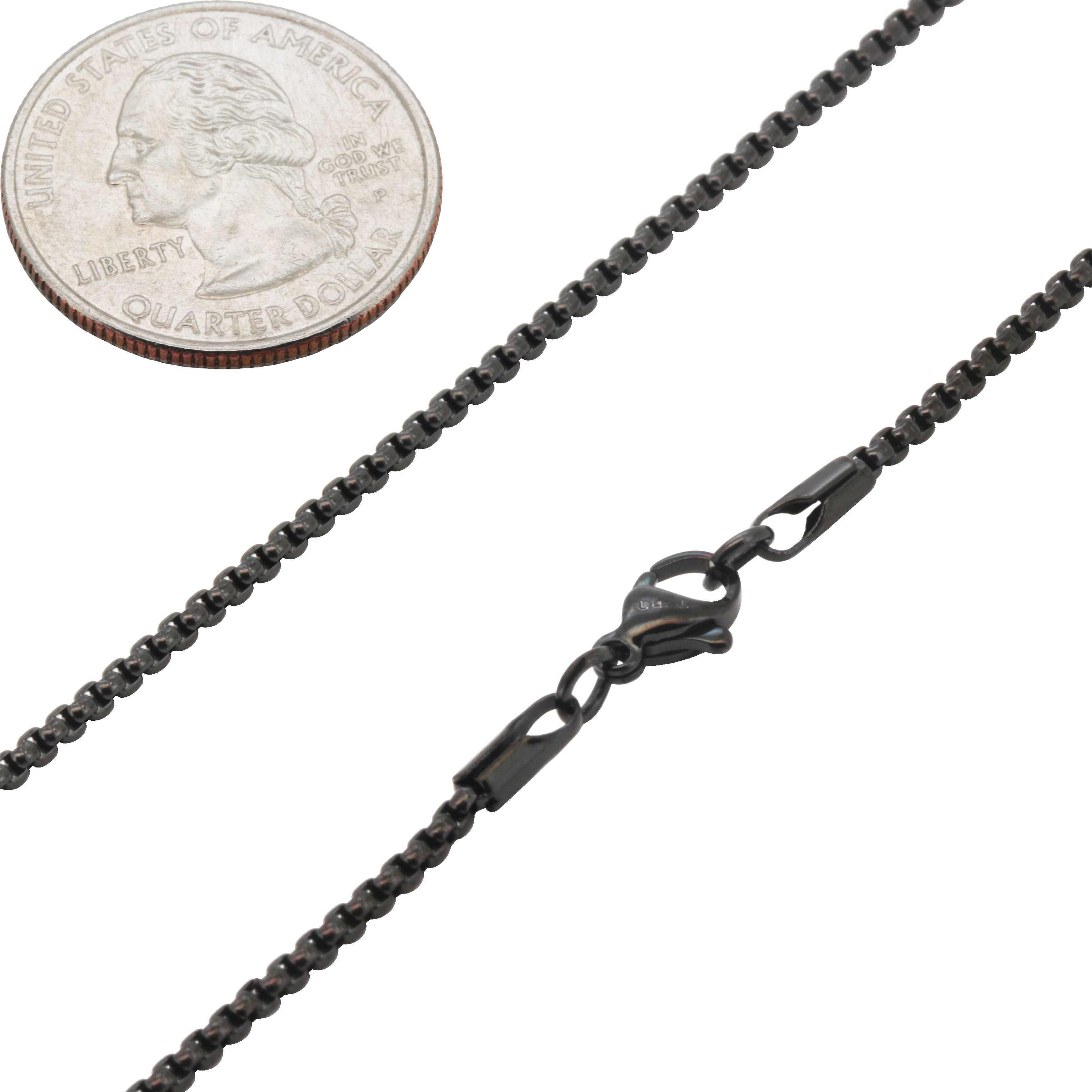 Other 316L Stainless Steel Black 2mm Box Chain Necklace 24” Size ONE SIZE - 2 Thumbnail