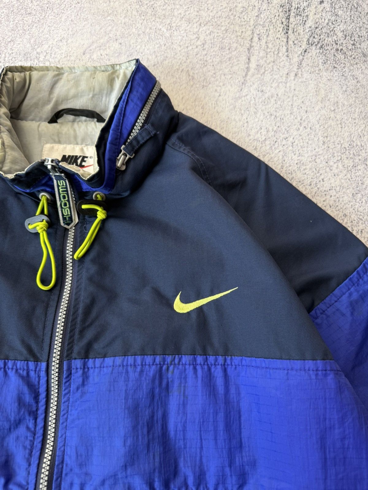 Nike Nike Vintage 90s Big SWOOSH Logos Navy/Blue Nylon Jacket Size US L / EU 52-54 / 3 - 12 Thumbnail