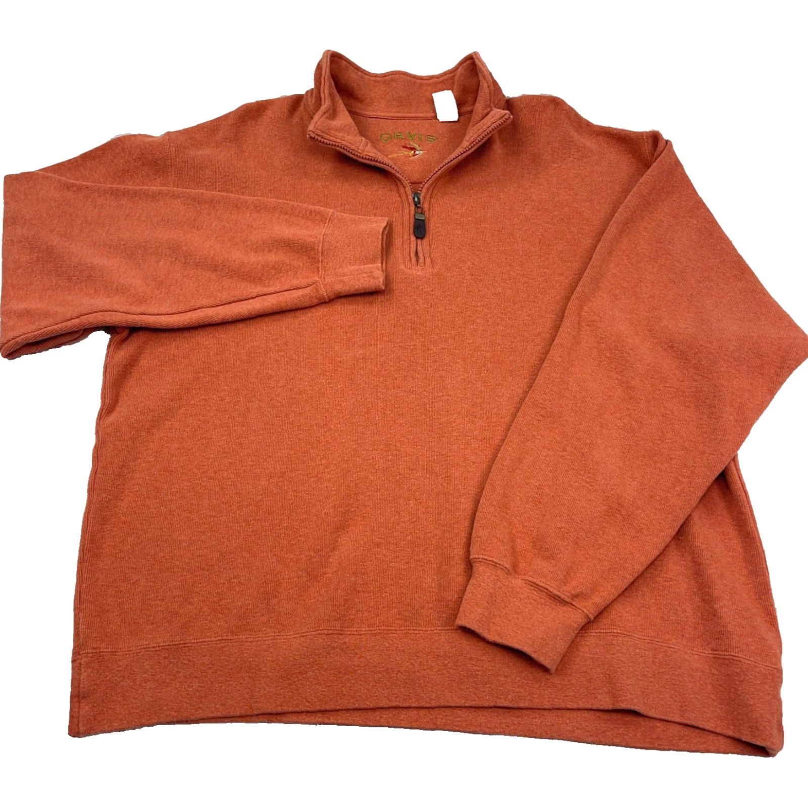 Orvis Orvis Sweater Men XL Orange Pull Over Quarter Zip Knit Sweatshirt Fishing Adult Size US XL / EU 56 / 4 - 2 Thumbnail