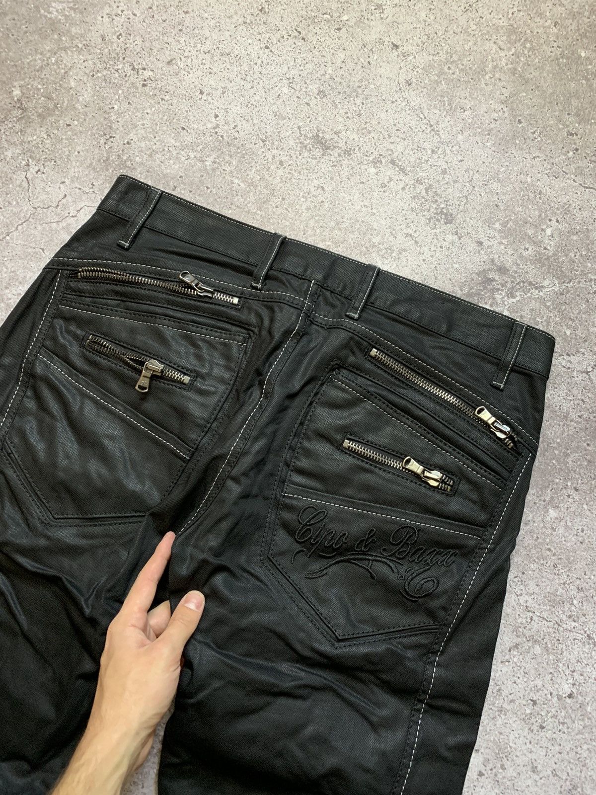 Designer × Japanese Brand RARE🔥CIPO&BAXX🔥 White thread Y2K Jeans Bootcut Size US 34 / EU 50 - 4 Thumbnail