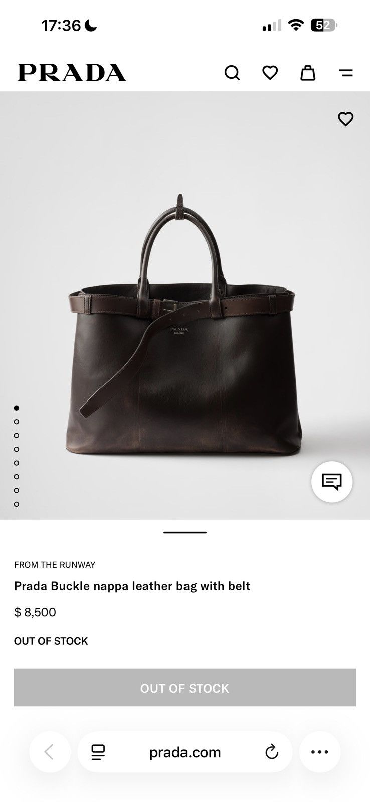 Prada Prada Men’s Buckle Nappa Leather Bag Brown Belt MSRP $8,500 Size ONE SIZE - 19 Thumbnail