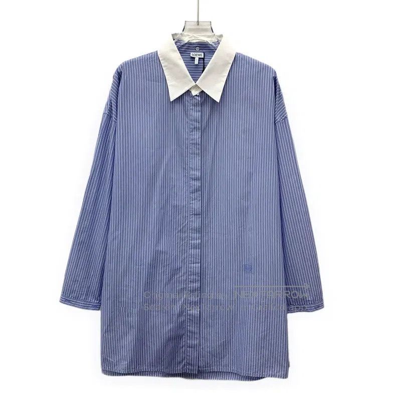Loewe Loewe Blue Striped Logo Embroidered Cotton Lapel Long Slee Size XS / US 0-2 / IT 36-38 - 1 Thumbnail