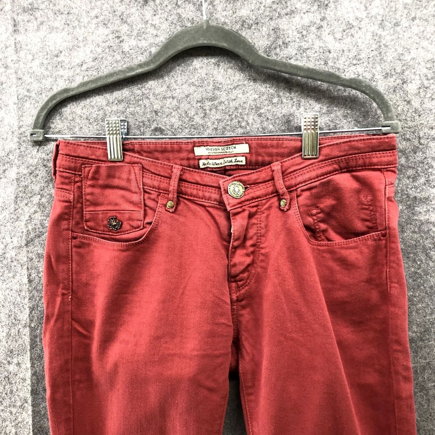 Maison Scotch Maison Scotch La Parisienne Skinny Jeans Womens 27 Zip Ankle Cropped Low Rise Denim Cotton Blend Red 5-Pocket Womens Jeans Rock Style Size 27" / US 4 / IT 40 - 3 Thumbnail