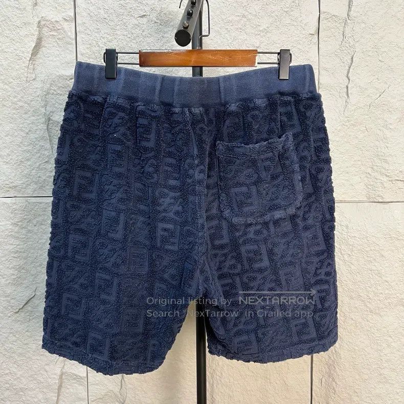 Fendi Fendi Navy Blue Double F Monogrammed Terry Short Pants Size US 36 / EU 52 - 2 Thumbnail