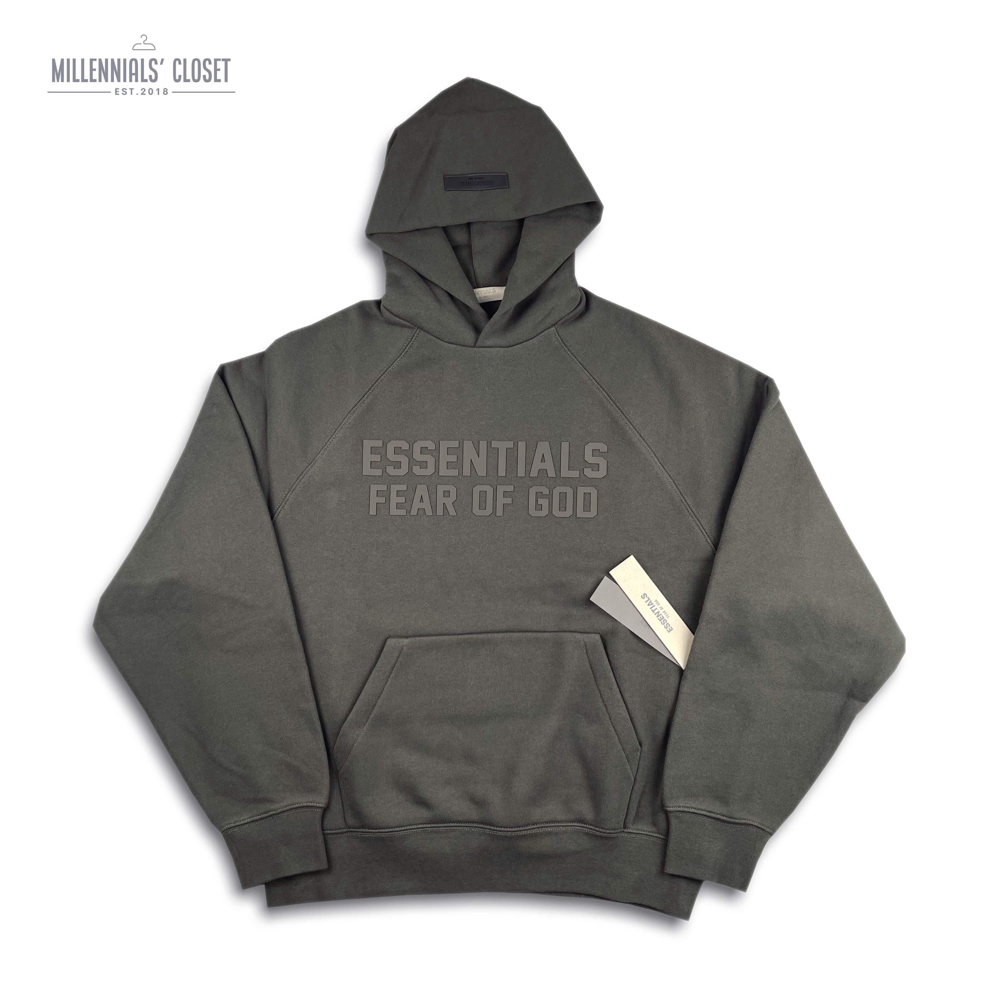 image of Essentials Raglan Hoodie Off Black Ss23 Size Xl, Men's