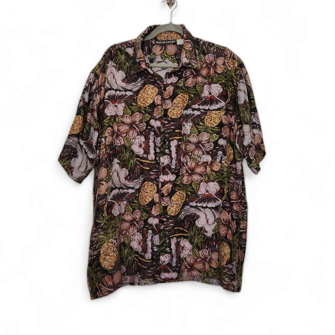 Vintage Vintage Silk David Adams All Over Nature Earth Button Size US L / EU 52-54 / 3 - 1 Thumbnail