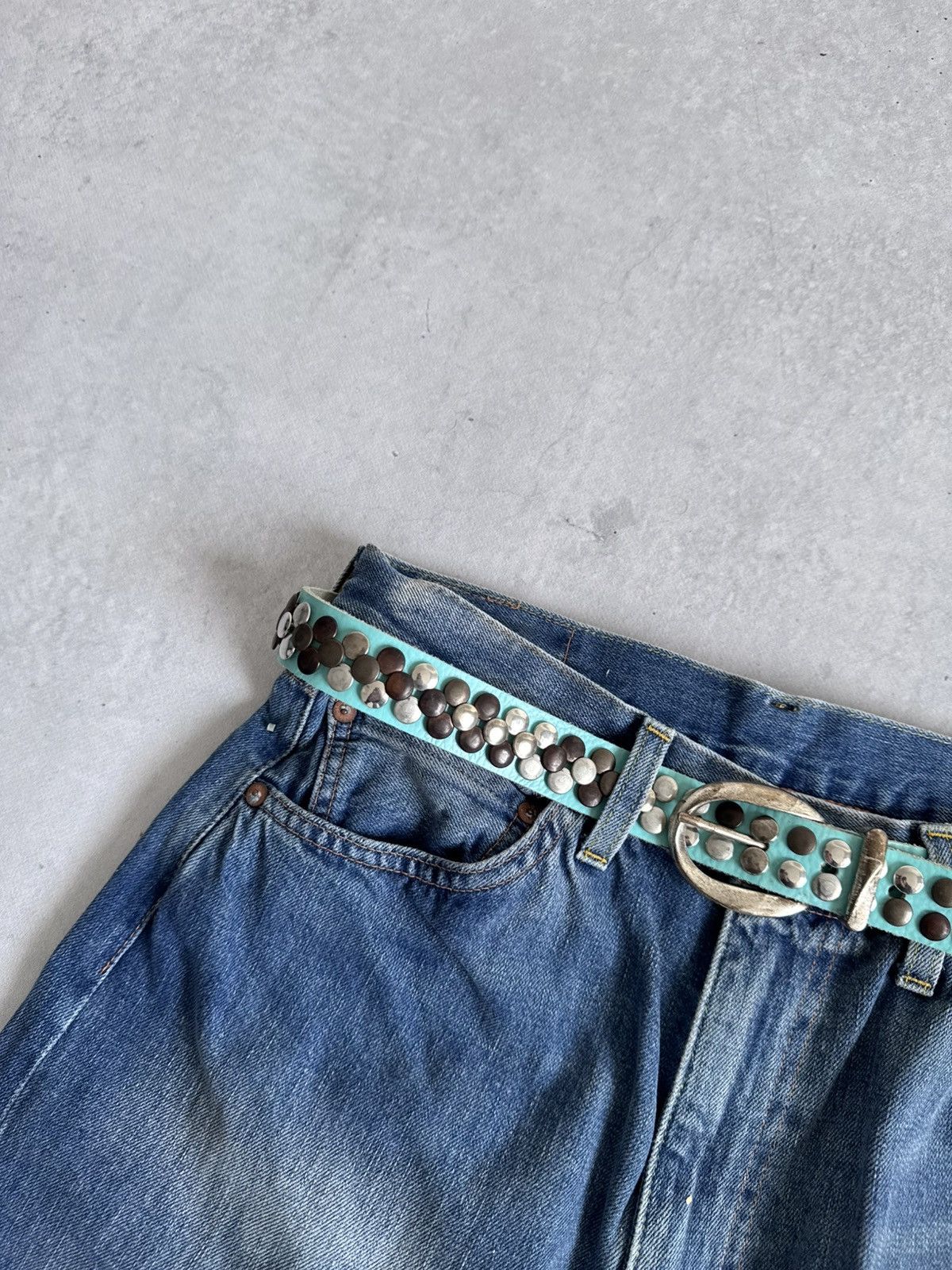 KMRii Vintage Y2K KMRii Style Metal Leather Belt Avant-Garde Hype Size ONE SIZE - 2 Thumbnail