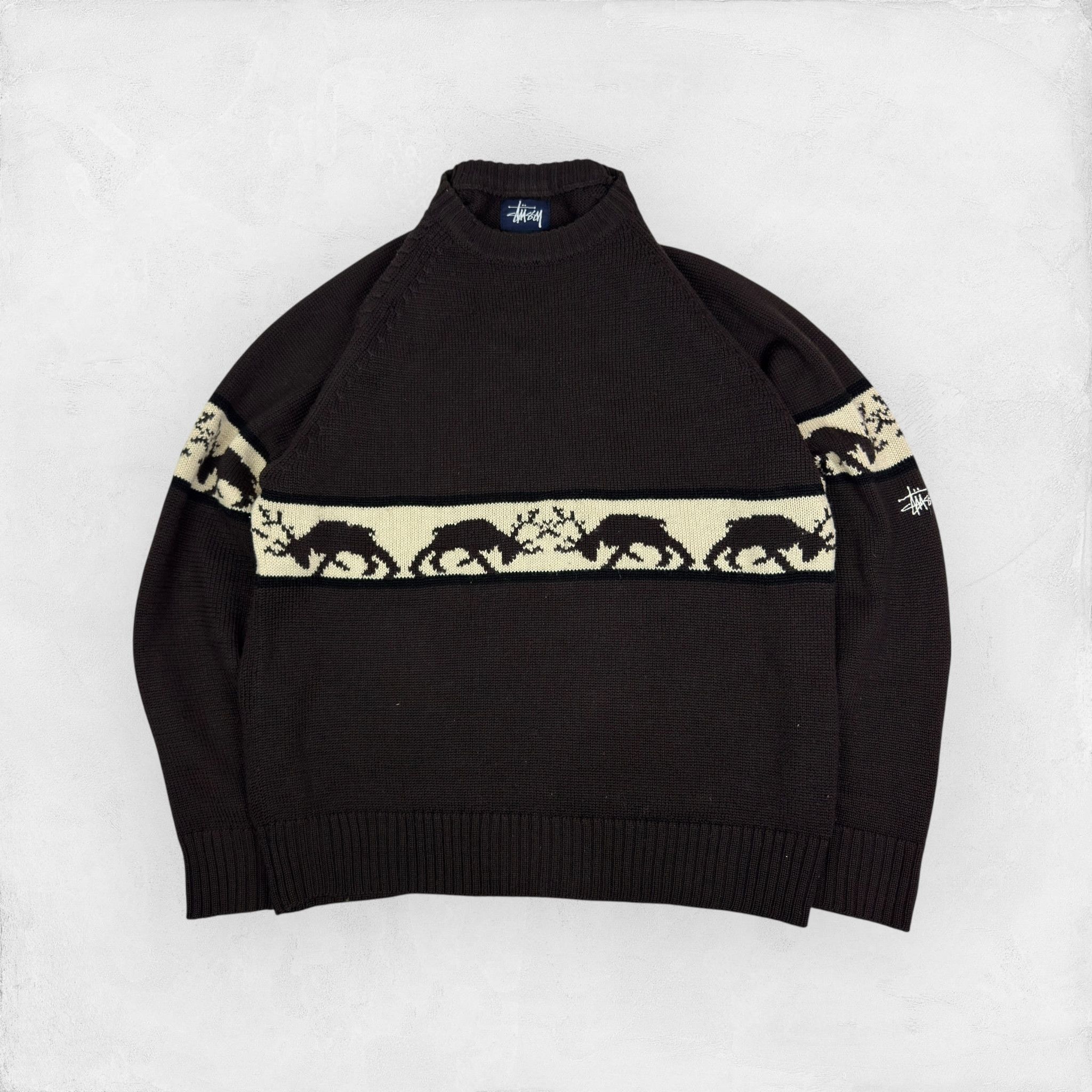 Stussy Stüssy vintage Brown Knit Nordic Pattern Pullover Sweater L Size US L / EU 52-54 / 3 - 2 Thumbnail