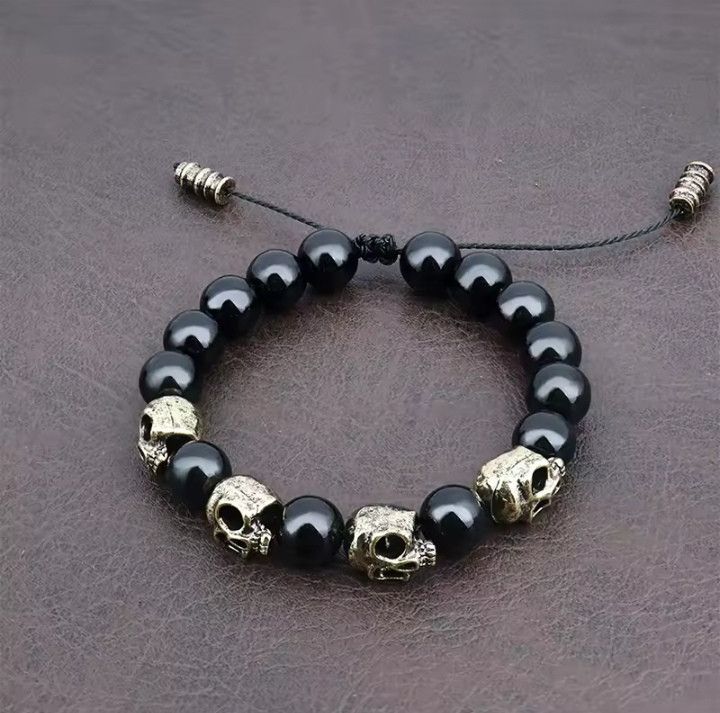 Jewelry Vintage Agate Skull Bracelet Size ONE SIZE - 6 Thumbnail