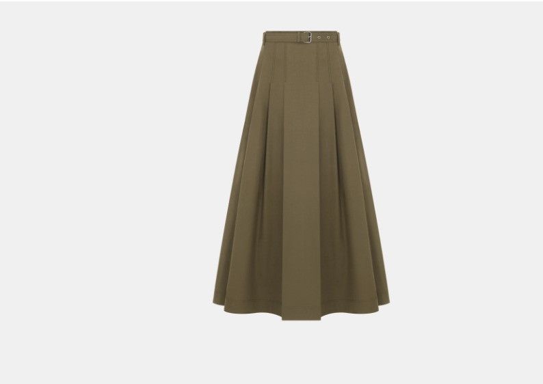 Dior o1w1db10325 417J38A Belted Midi Skirt in Khaki Size 30" / US 8 / IT 44 - 1 Thumbnail