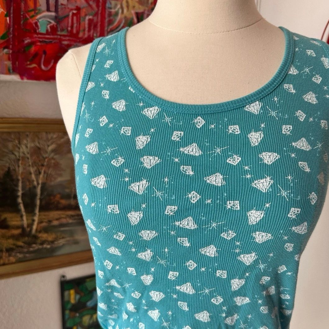 Other SO teal blue ribbed diamonds graphic tank top Size XL / US 12-14 / IT 48-50 - 2 Thumbnail