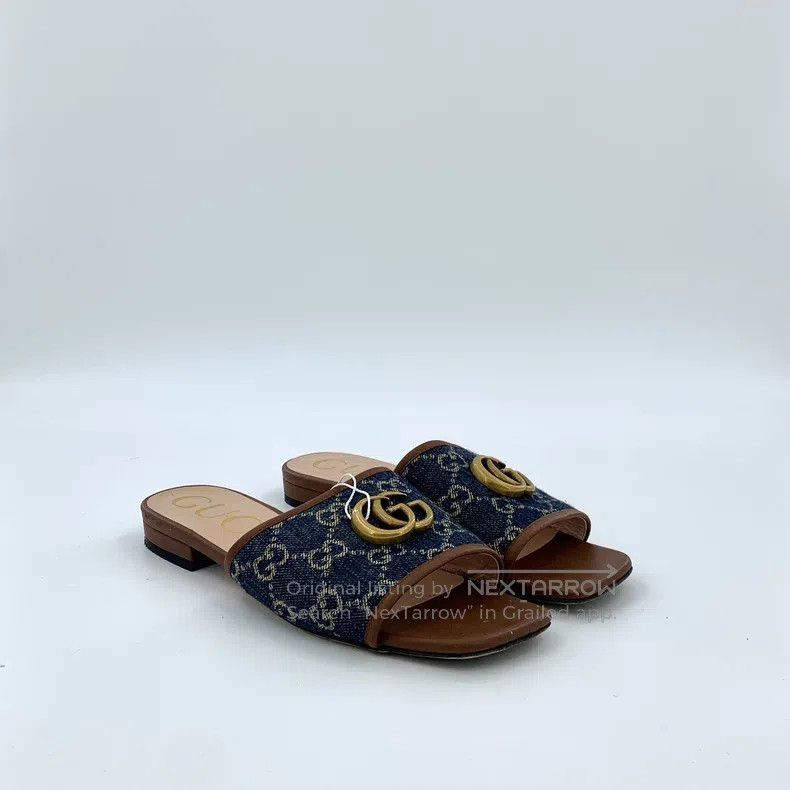 Gucci Gucci Dark blue logo jacquard casual slippers Size US 5.5 / IT 35.5 - 2 Thumbnail