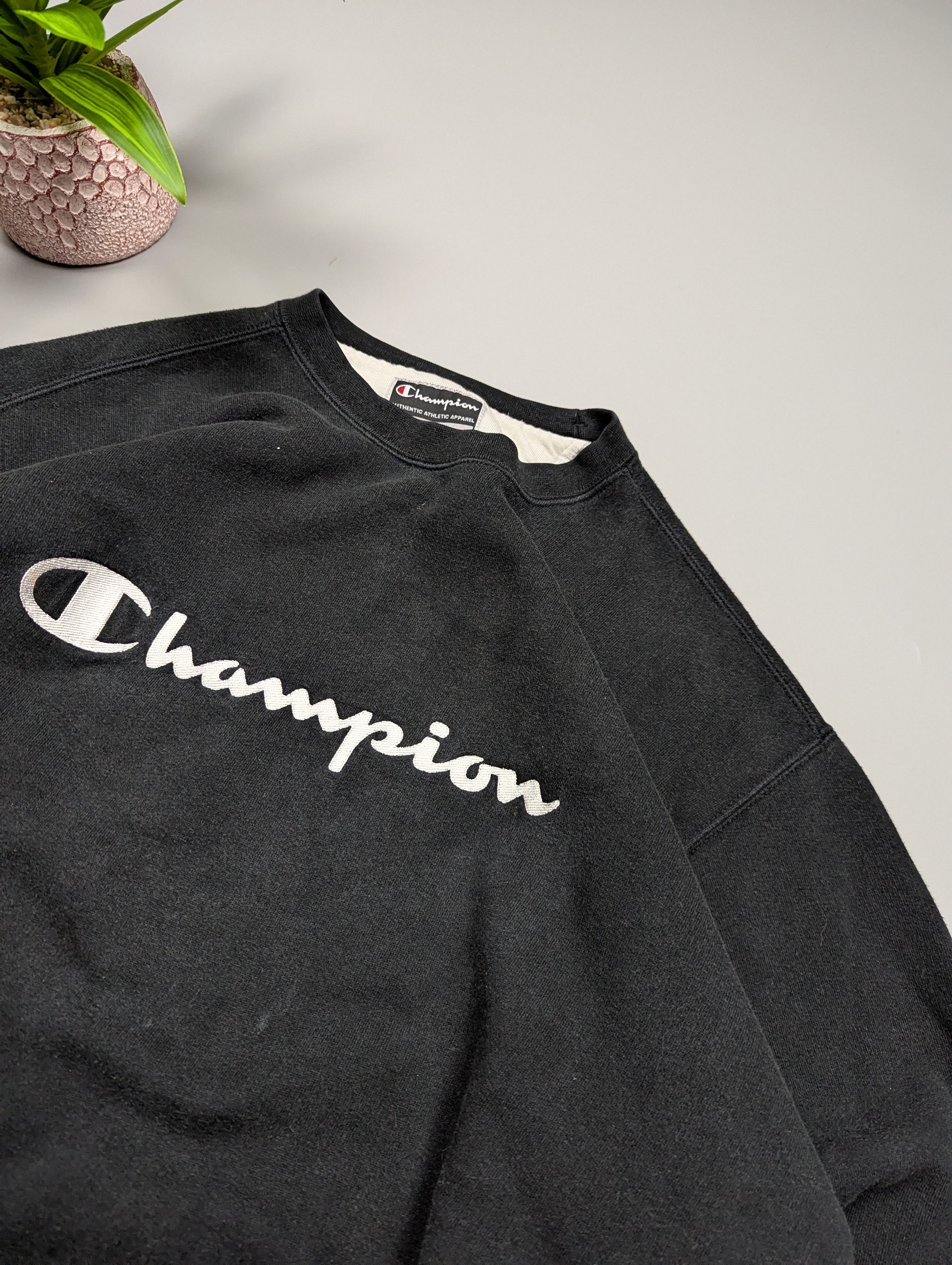 Champion CHAMPION Vintage 90s Men's Black Loose Fit Sweatshirt Size US L / EU 52-54 / 3 - 4 Thumbnail