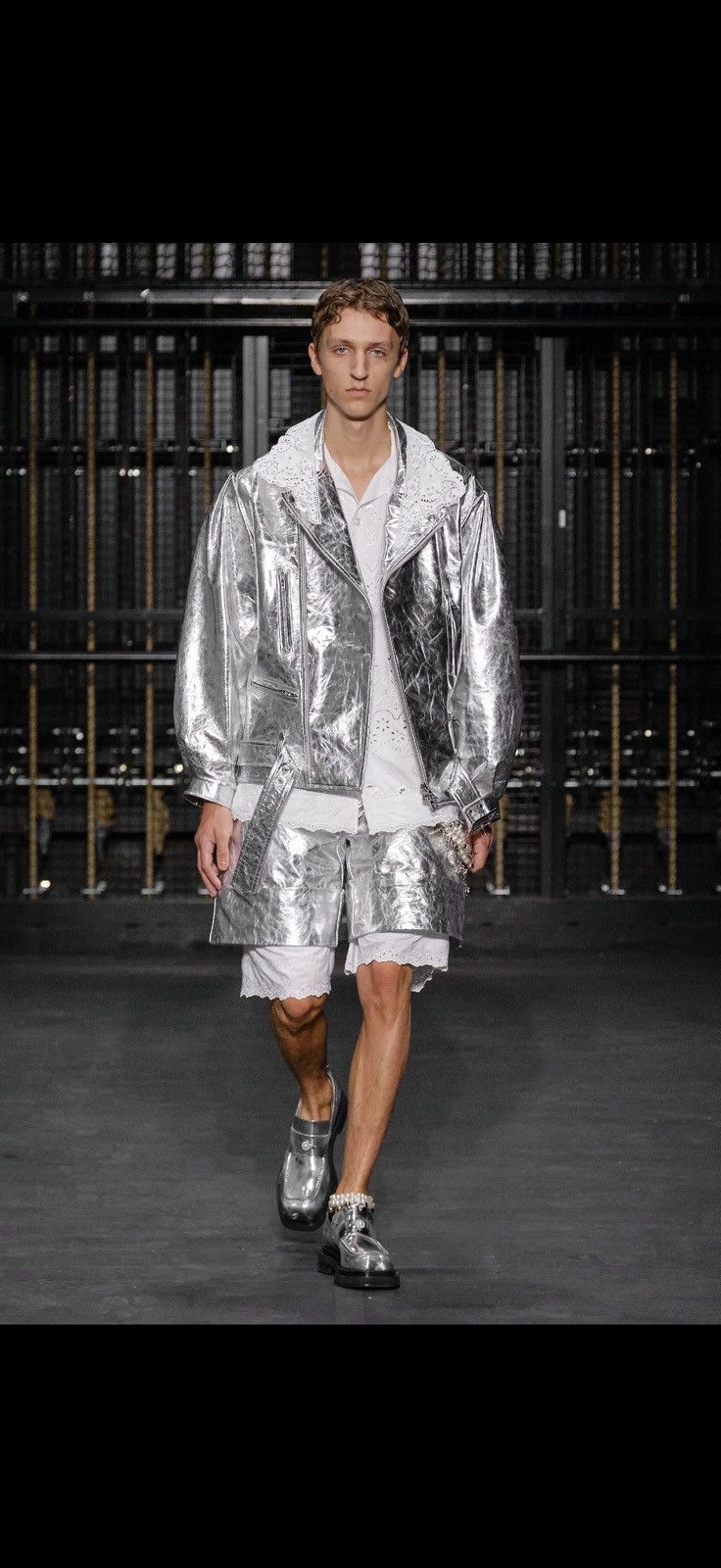 Simone Rocha Simone Rocha SS24 Mens Metallic Leather Biker Jacket Size US S / EU 44-46 / 1 - 6 Thumbnail
