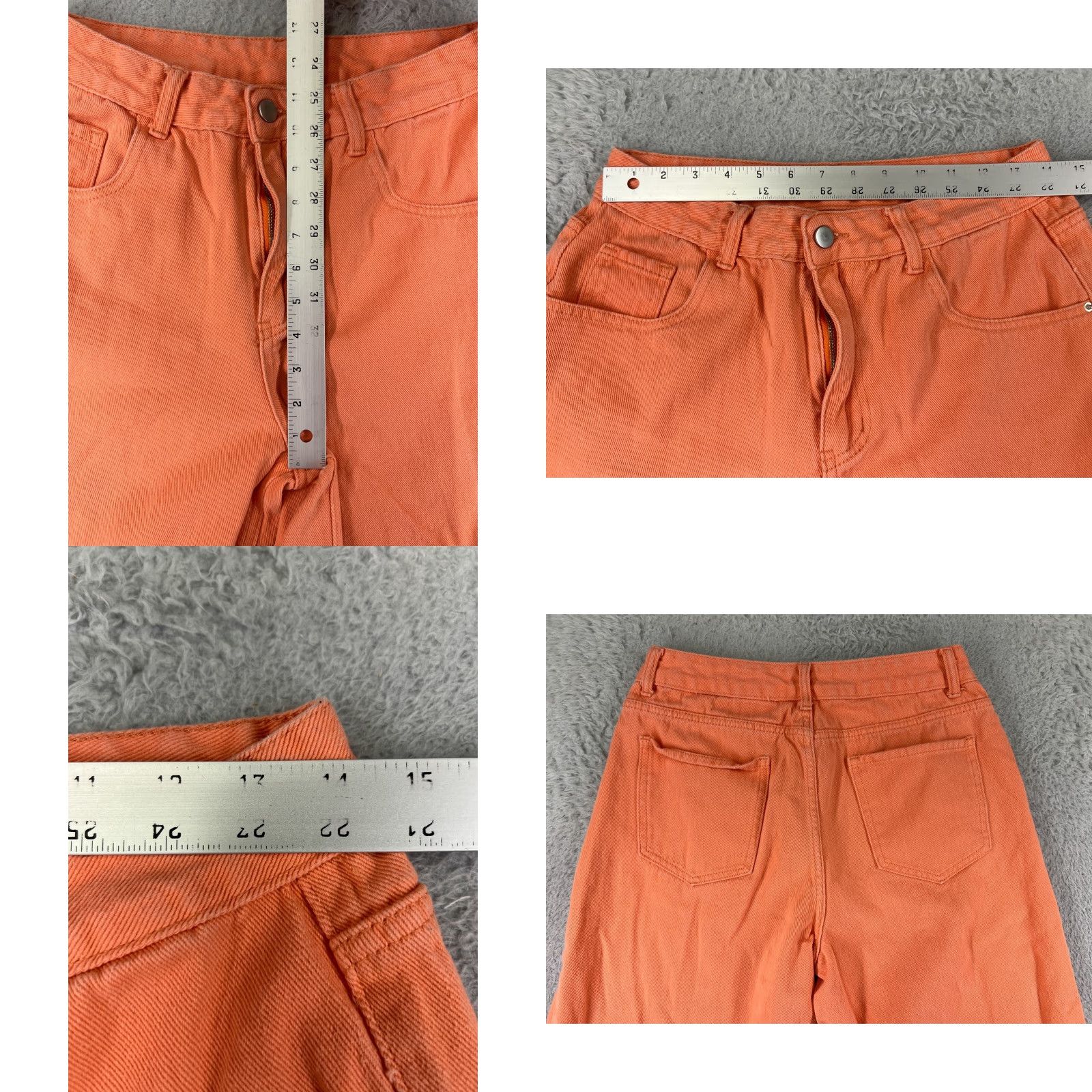 Shein Shein Pants Womens Large Orange Denim Jeans Wide Leg High Rise Cotton Blend Size 36" / US 14 / IT 50 - 9 Thumbnail
