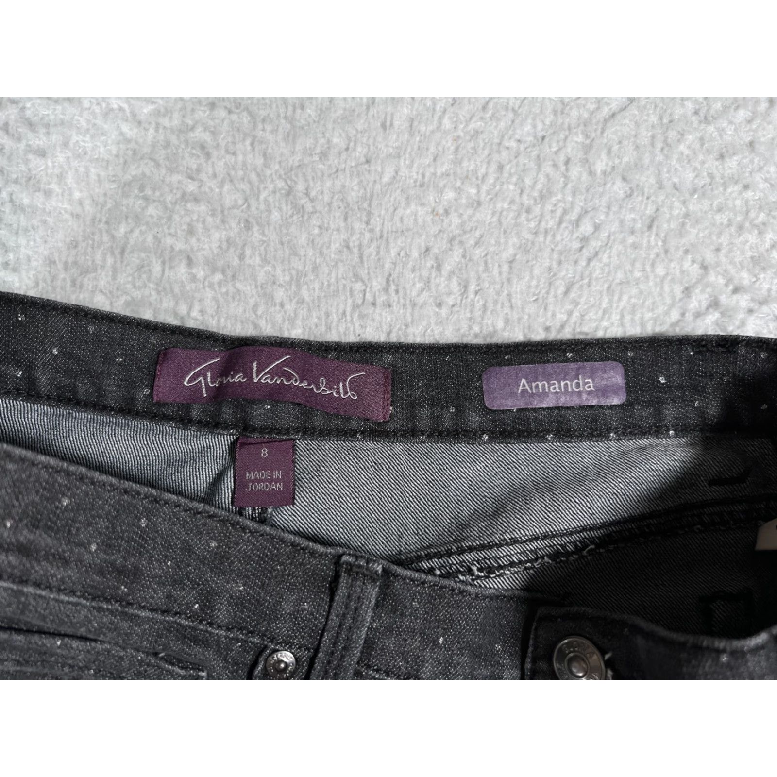 Gloria Vanderbilt Gloria Vanderbilt Amanda Jeans Women 8 Black Polka Dot 5-Pocket High Rise Regular Fit Straight Denim Size 30" / US 8 / IT 44 - 7 Thumbnail
