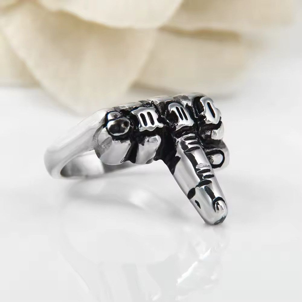 Jewelry Fuck Off Middle Finger Ring Punk Rock Ring Size ONE SIZE - 1 Thumbnail