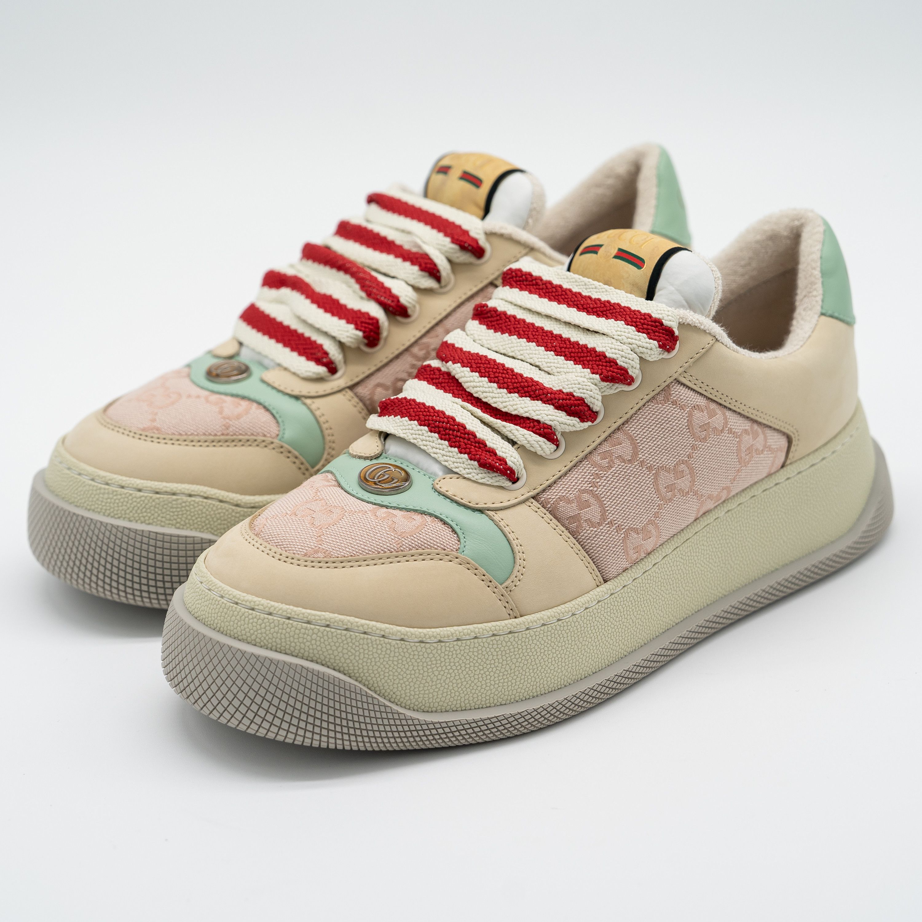 Gucci 9us Gucci Double Screener GG Monogram Beige Pink Sneakers Size US 9 / IT 39 - 1 Thumbnail